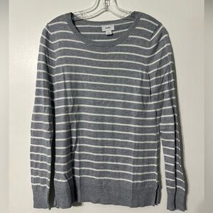 Old Navy Gray and White Crew Neck Sweater Womens Small